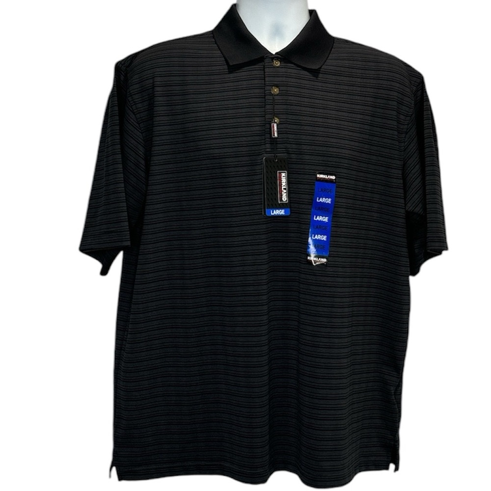 Kirkland Signature Men's Moisture Wicking Performance Polo Size L Black